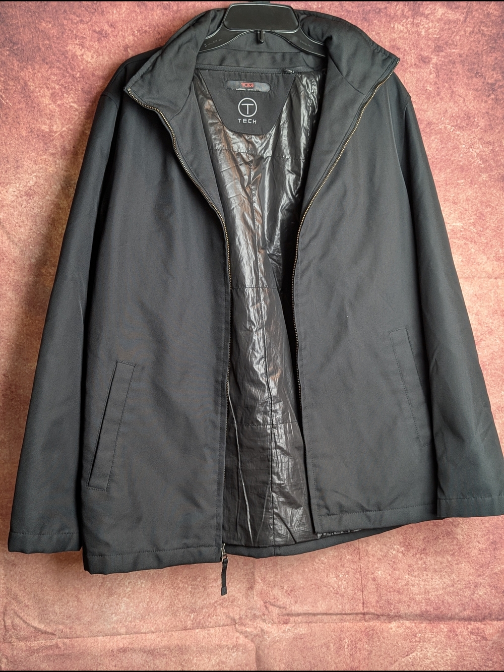 TUMI T-Tech Men’s Black Packable Hood Travel Jacket Coat Size Small